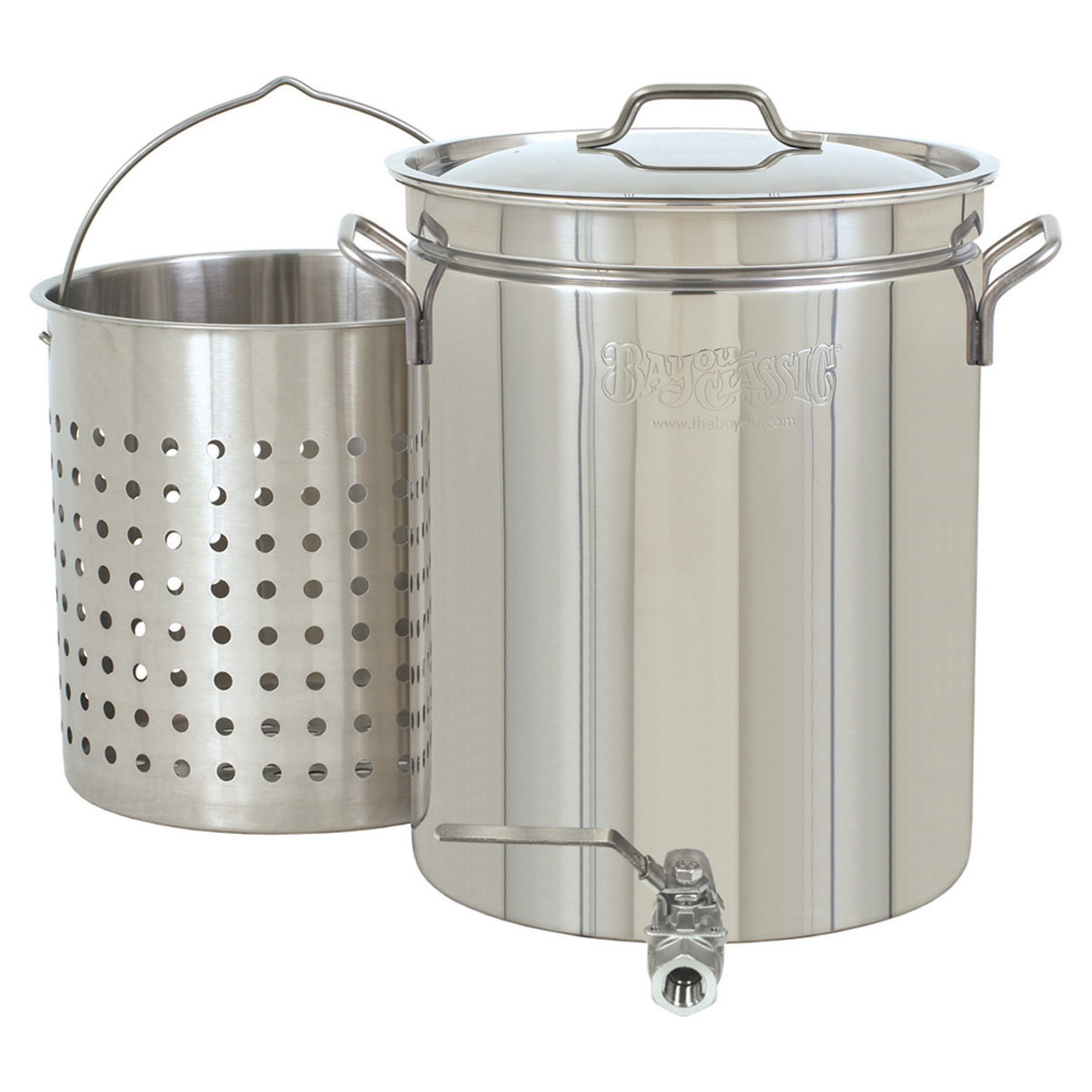 40-qt Stainless Stockpot w/ Elevated Steam Basket & Spigot