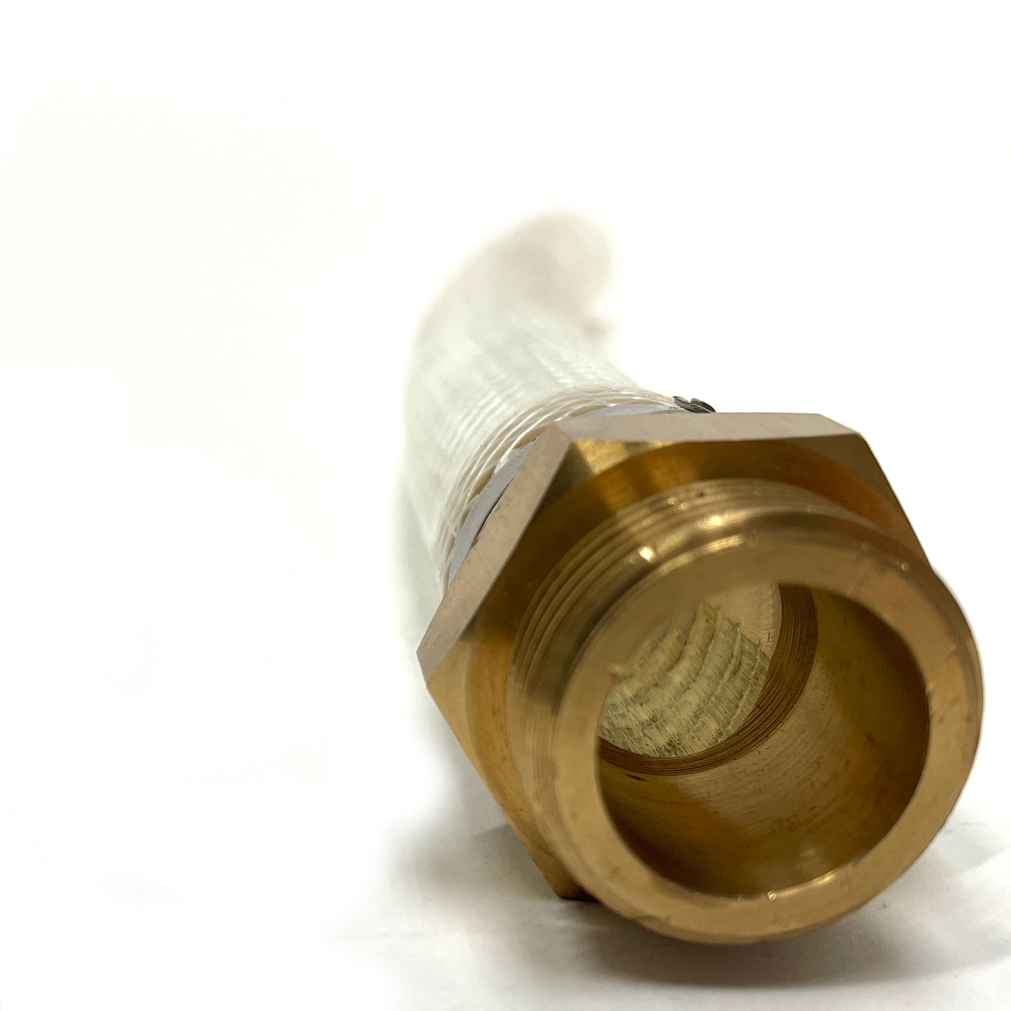 Close up view of Bayou Fryer Drain Hose on a white background