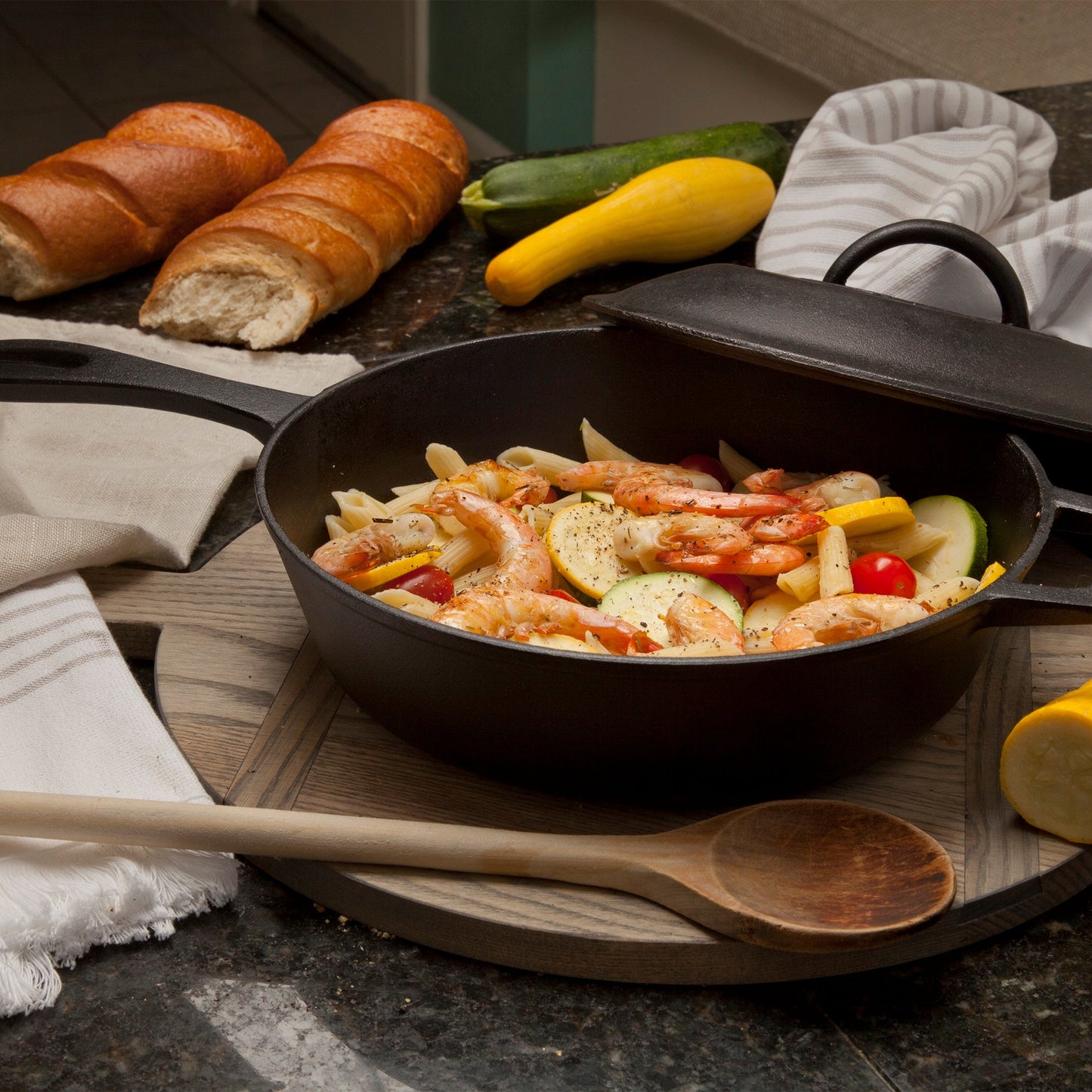 3-qt Cast Iron Covered Skillet
