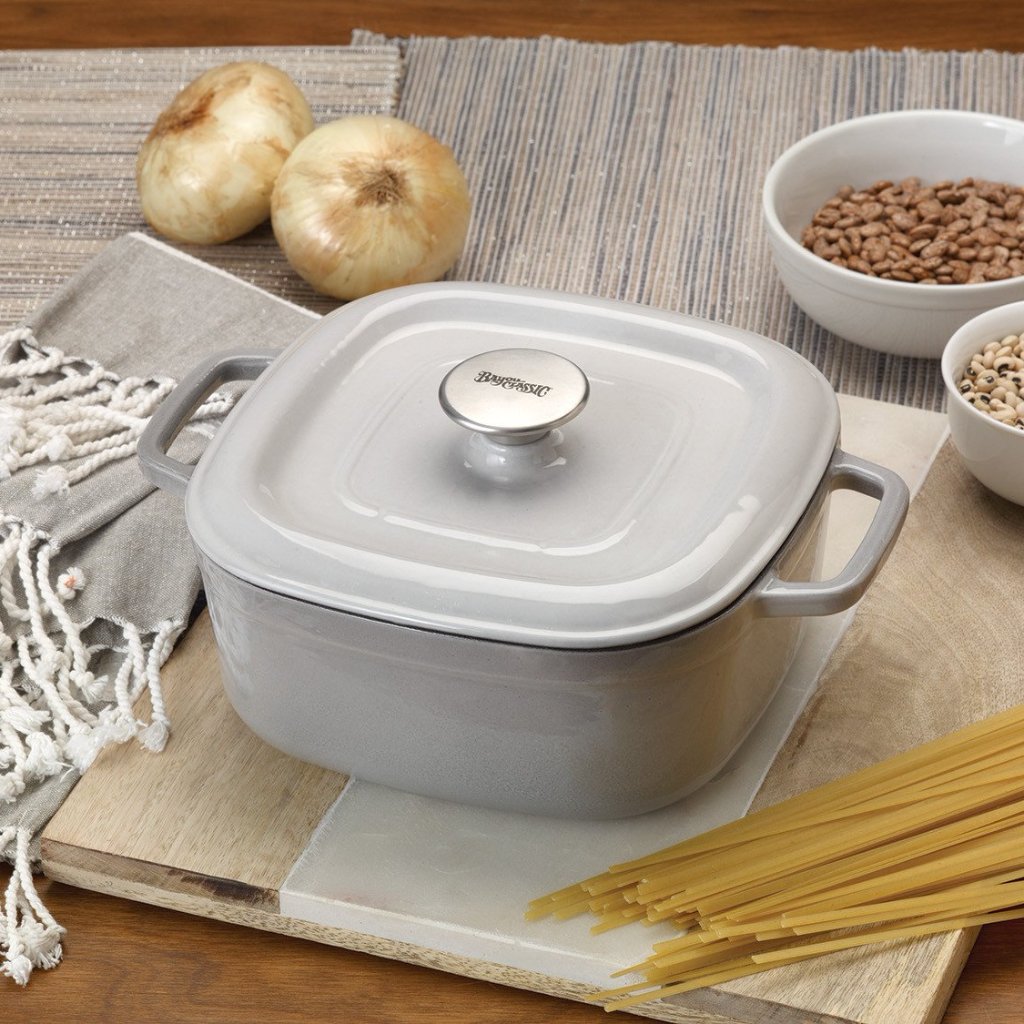 4-qt Enameled Covered Casserole, Weathered Grey