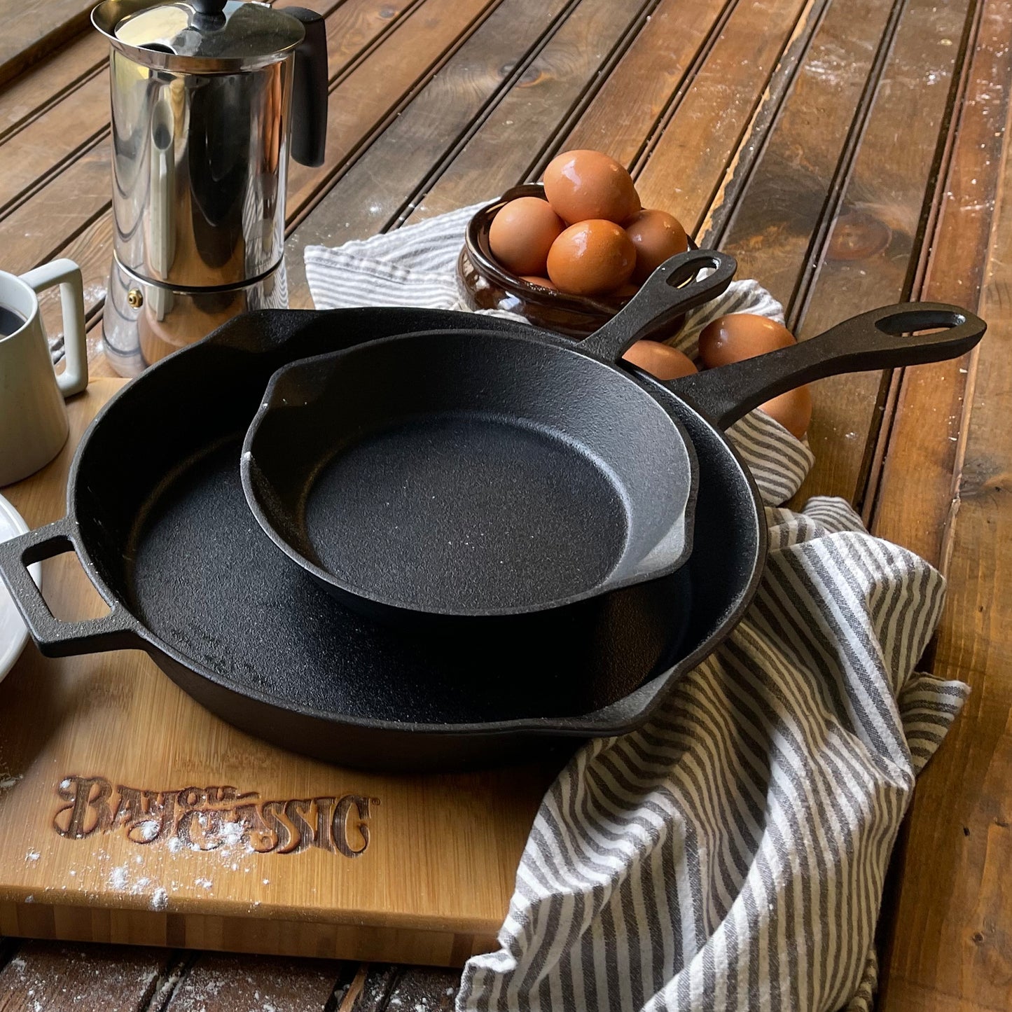 2-pc Cast Iron Skillet Set; 8 and 12-in