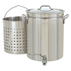 40-qt Stainless Stockpot w/ Elevated Steam Basket & Spigot