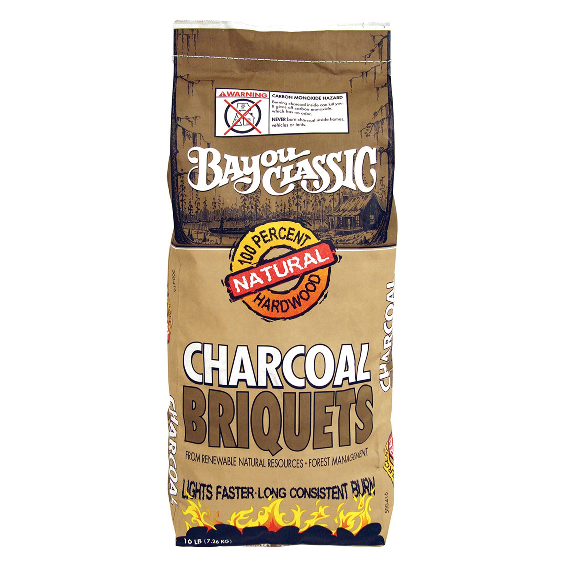 Bag of charcoal briquets on a white background