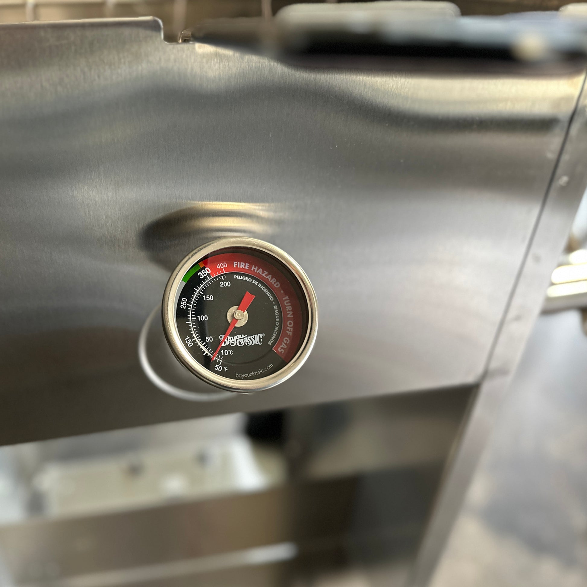 Close up view of Bayou Fryer Thermometer