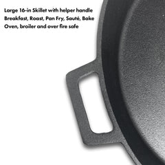 16-in Cast Iron Double-Handled Skillet w/Pour Spouts