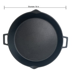 16-in Cast Iron Double-Handled Skillet w/Pour Spouts