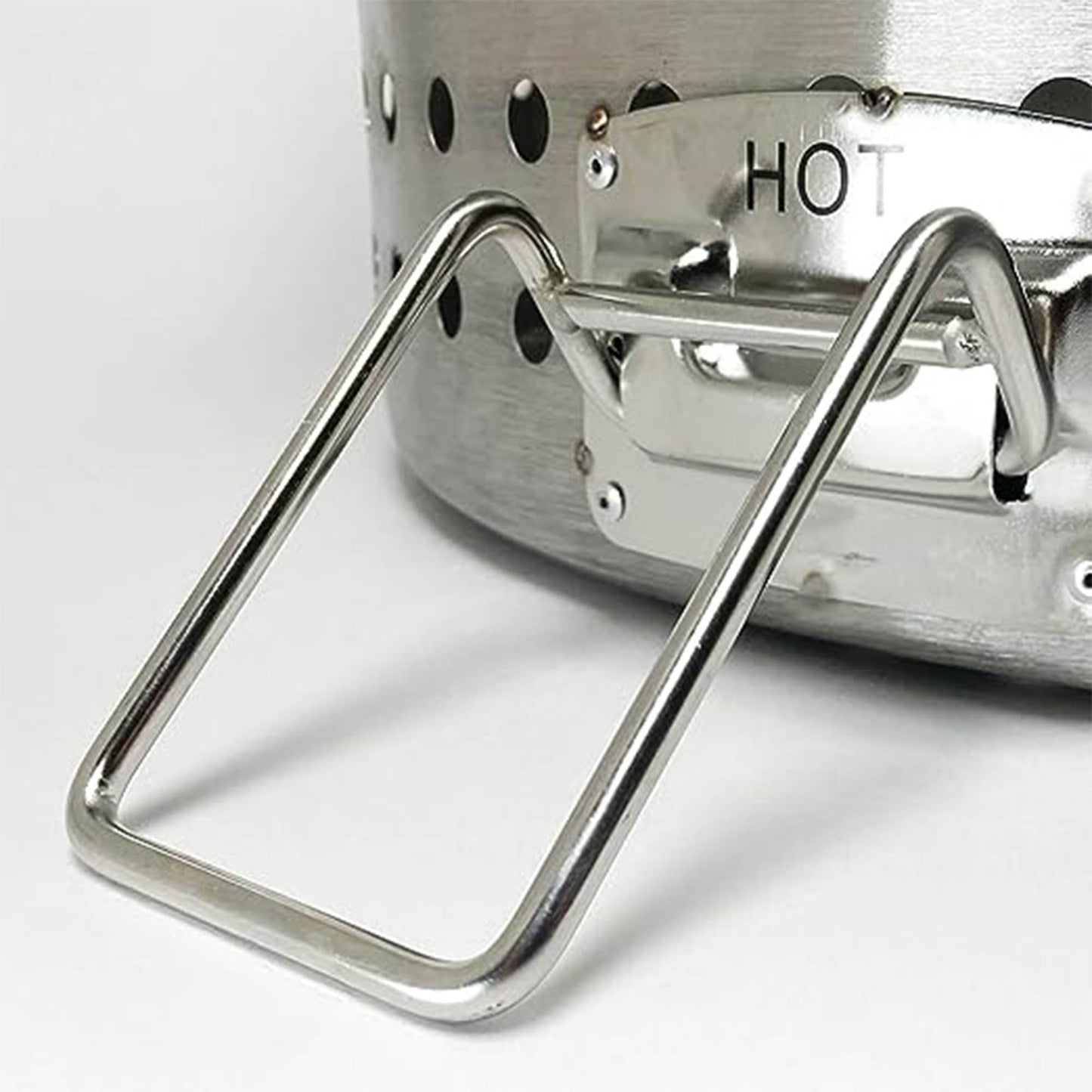 Close up image of Stainless Basket helper handle on white background