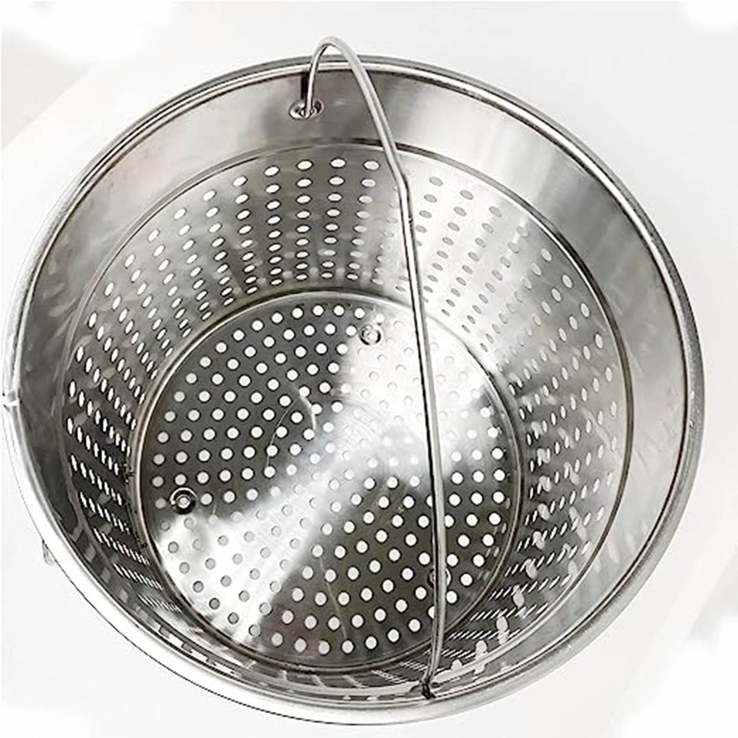 Overview of Stainless Perforated Basket on a white background