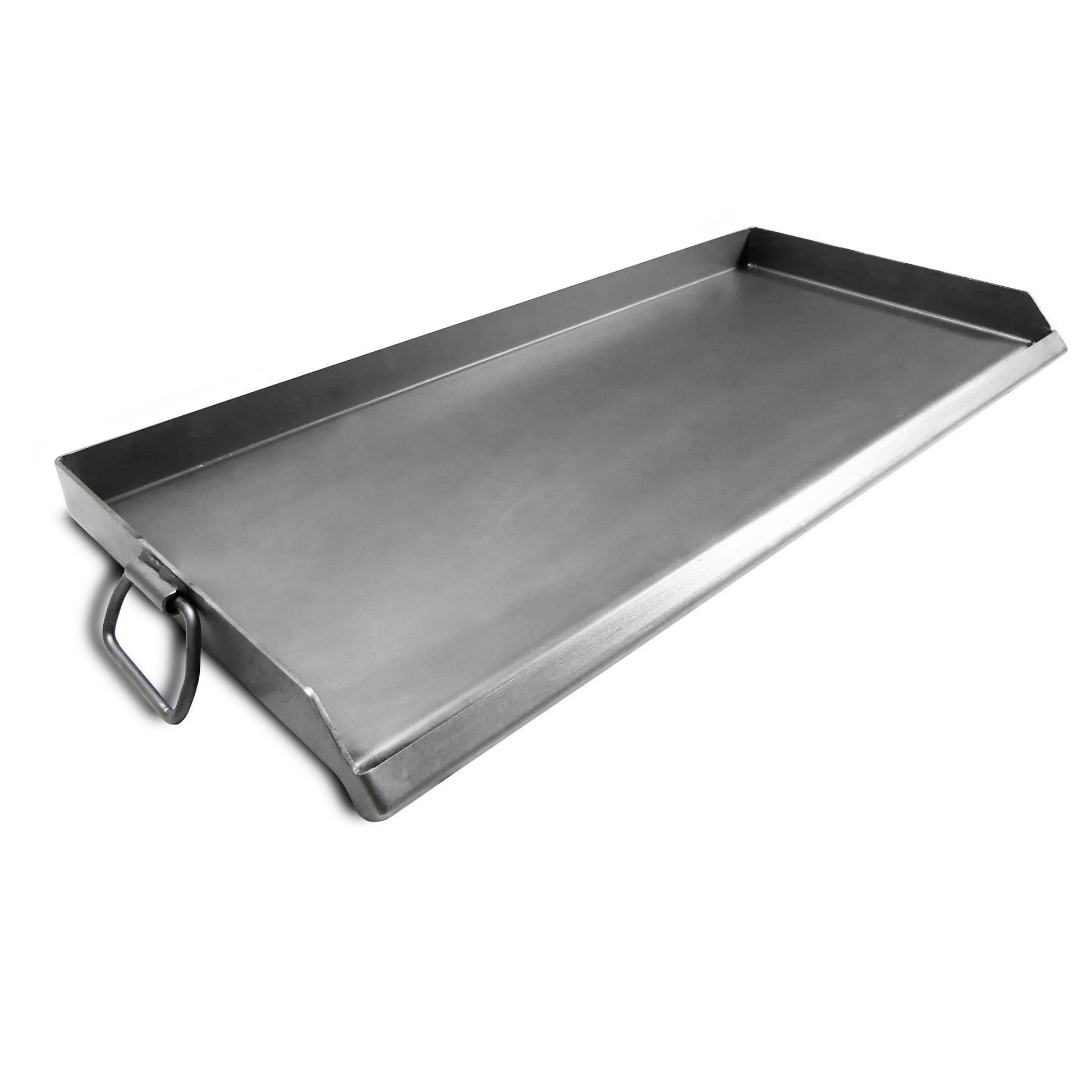 A heavy-gauge steel double griddle on a white background