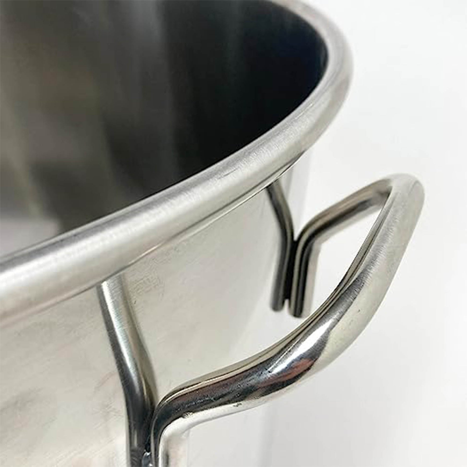 Close up of Stainless Stockpot Handle