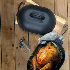 12-qt Cast Iron Oval Roaster with Lid