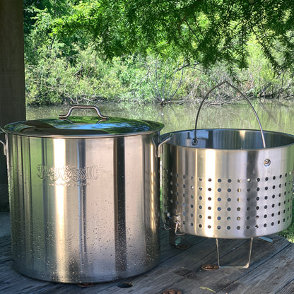 82-qt Stainless Bayou®  Stockpot with Steam/Boil Basket
