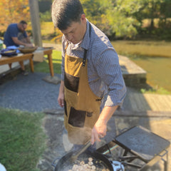 Waxed Canvas and Leather Grill Apron